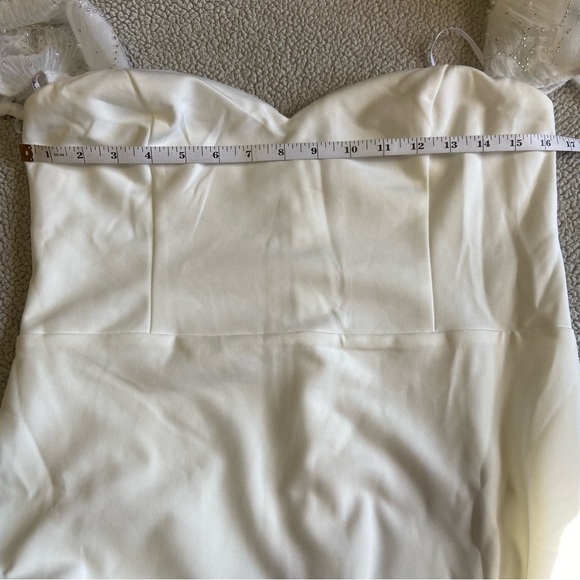 NWOT Lulus Everlasting Desire White Mesh Pearl Off-the-Shoulder Maxi Dress - Picture 8 of 10